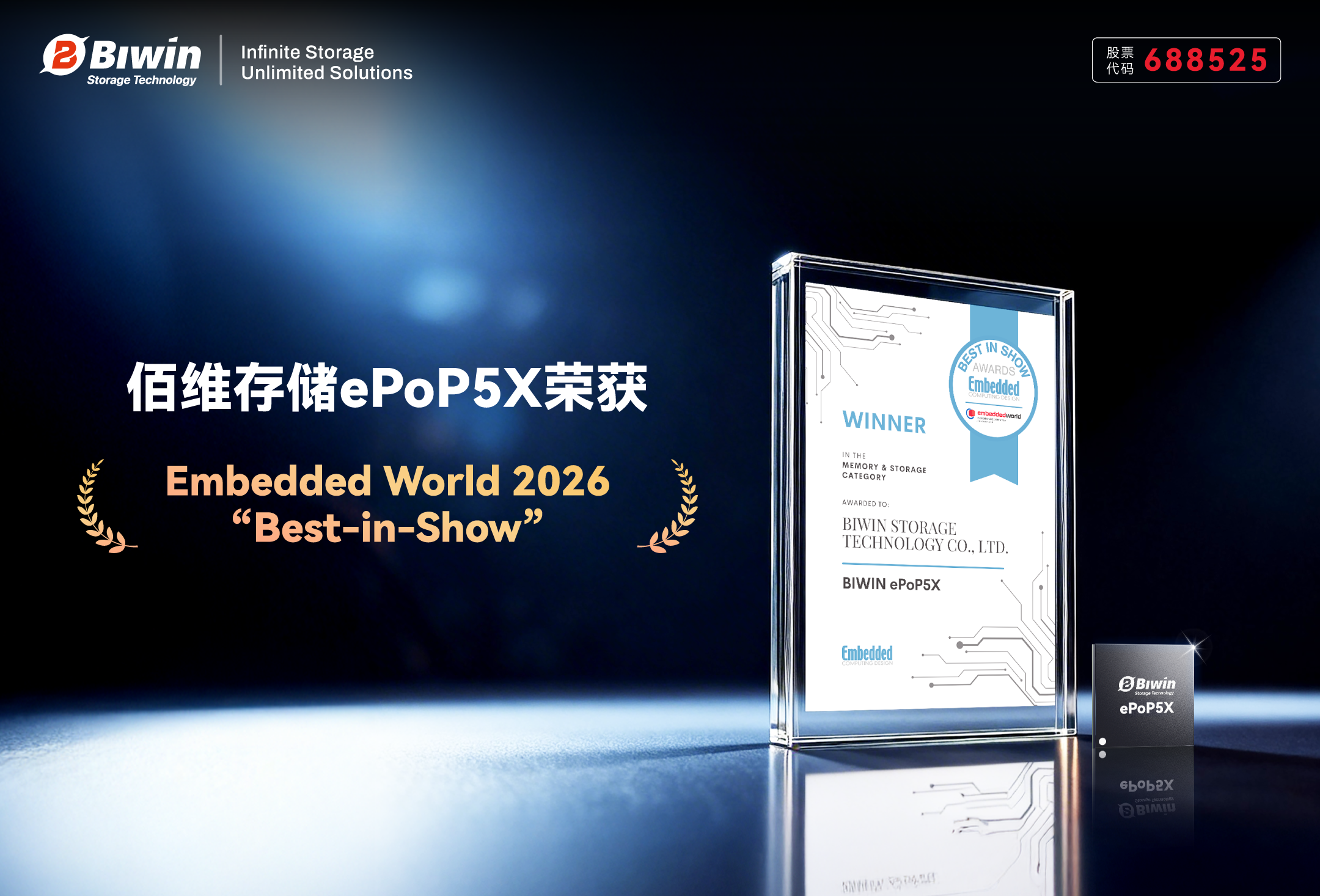 Embedded World 2026 | 引领AI端侧创新，佰维ePoP5X摘得「Best-in-Show」大奖